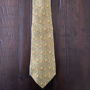 Salvatore Ferragamo teddy bear tie in sage green. Made in Italy.